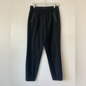 J. Crew Wool Blend Jogger Pants Black Easy Pull On Workwear Classic Size 6 TALL
